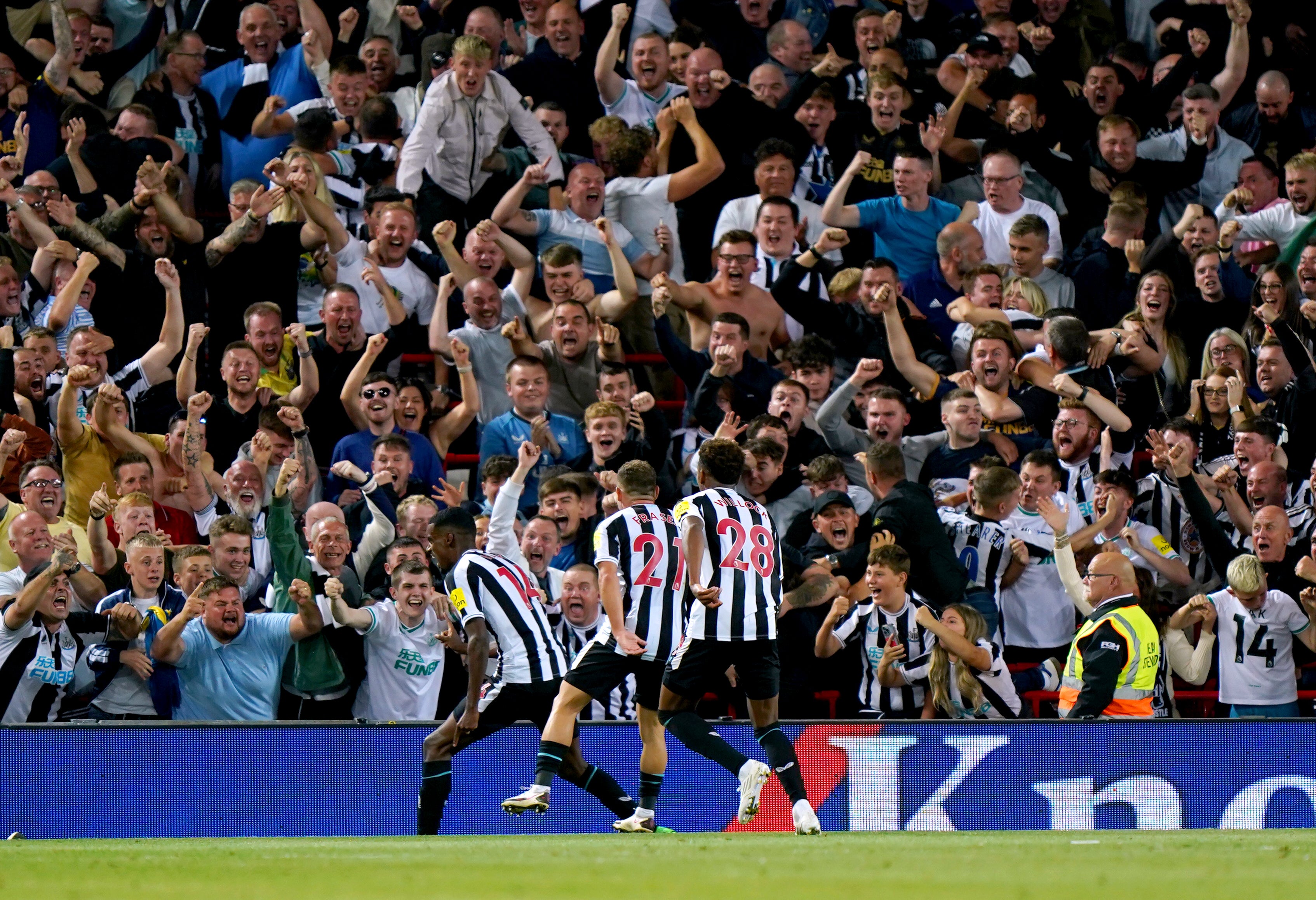 Alexander Isak celebrates his opening goal (Tim Goode/PA)