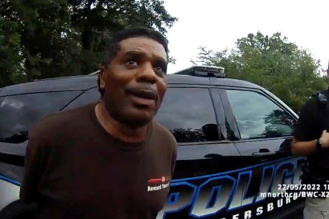 <p>Michael Jennings in an image captured on bodycam during his arrest  </p>