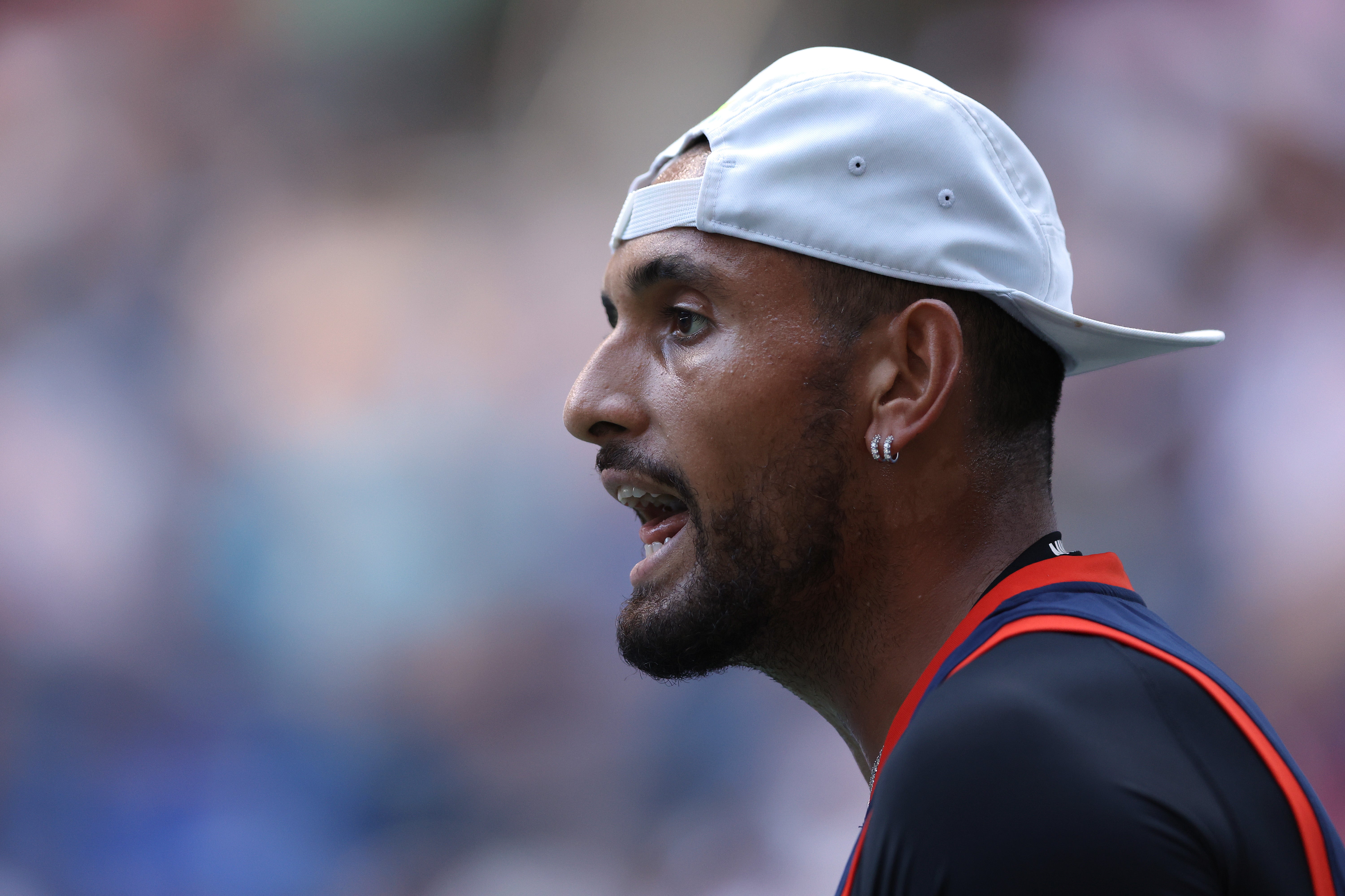 Nick Kyrgios in action during day three of the 2022 US Open