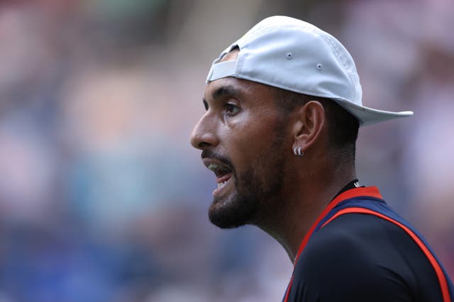 <p>Nick Kyrgios in action during day three of the 2022 US Open</p>