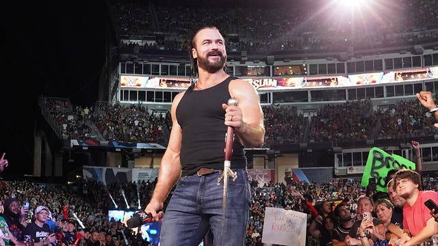 <p>Drew McIntyre soaks up the crowd at WWE SummerSlam</p>