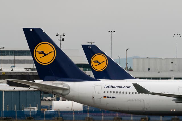 German airline Lufthansa has cancelled around 800 flights on Friday – including dozens serving the UK – due to a pilots’ strike (Bayne Stanley/Alamy Stock Photo/PA)