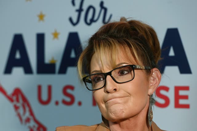 <p>U.S. House candidate Sarah Palin speaks to the media at her campaign headquarters in South Anchorage, Alaska, after the rank choice ballots were counted on Wednesday, Aug. 31, 2022</p>