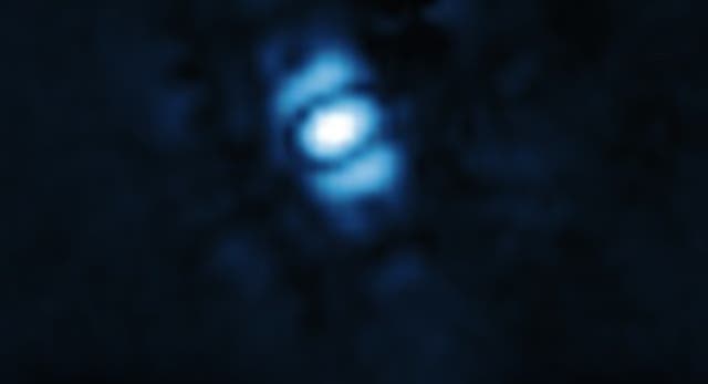 <p>The first direct image of an exoplanet, HIP 65426 b, taken by the James Webb Space Telescope</p>