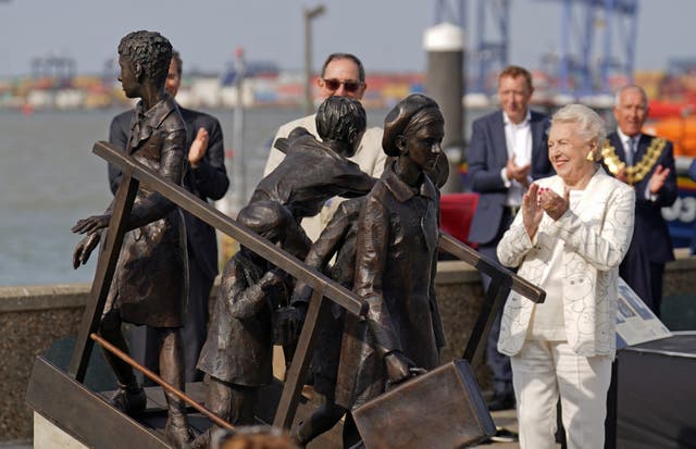 Dame Stephanie Shirley (right) at the unveiling of the memorial (Joe Giddens/PA)