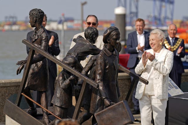 Dame Stephanie Shirley (right) at the unveiling of the memorial (Joe Giddens/PA)