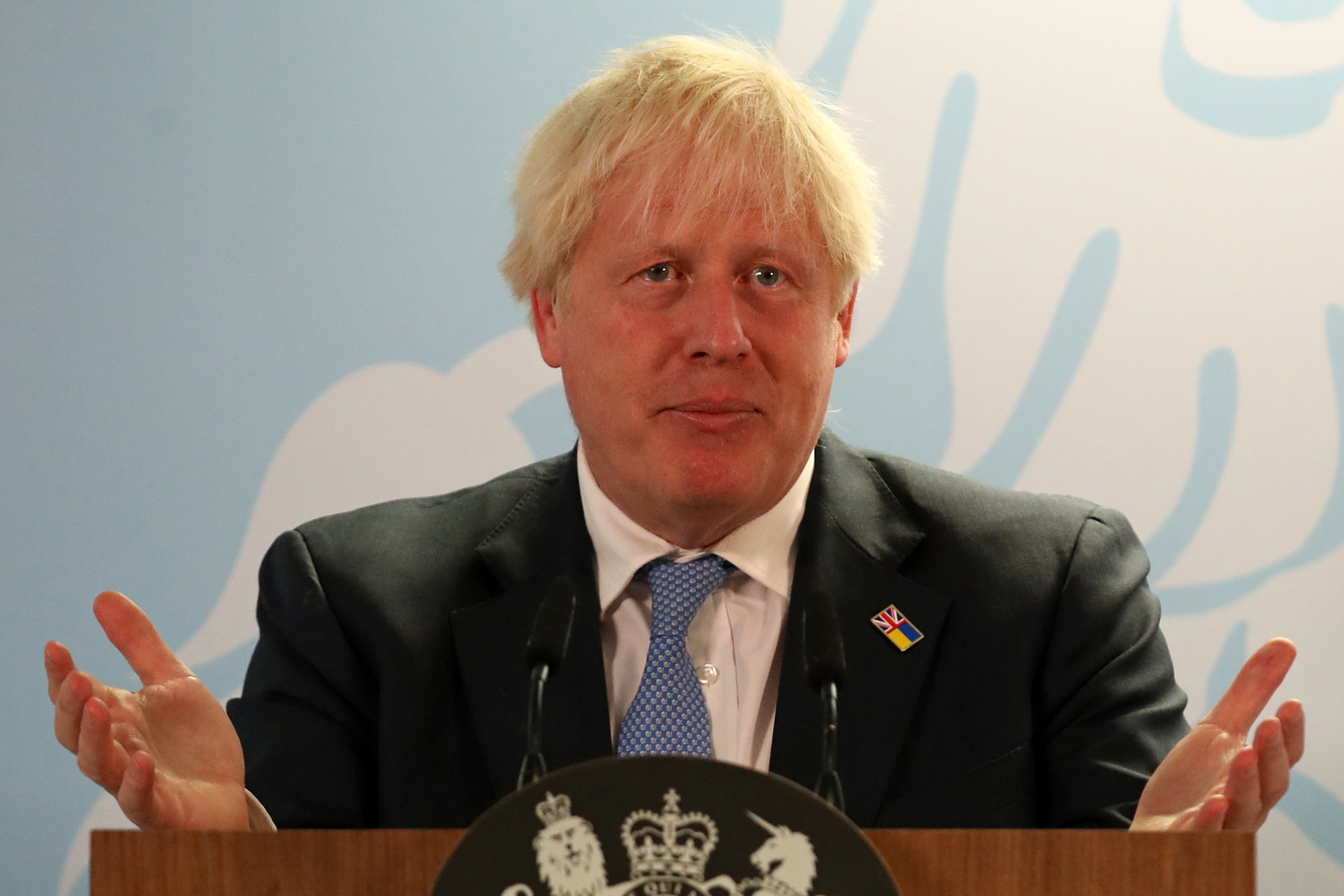 Prime Minister Boris Johnson giving a speech on energy security at EDF’s Sizewell B nuclear power station in Suffolk (Chris Radburn/ PA)