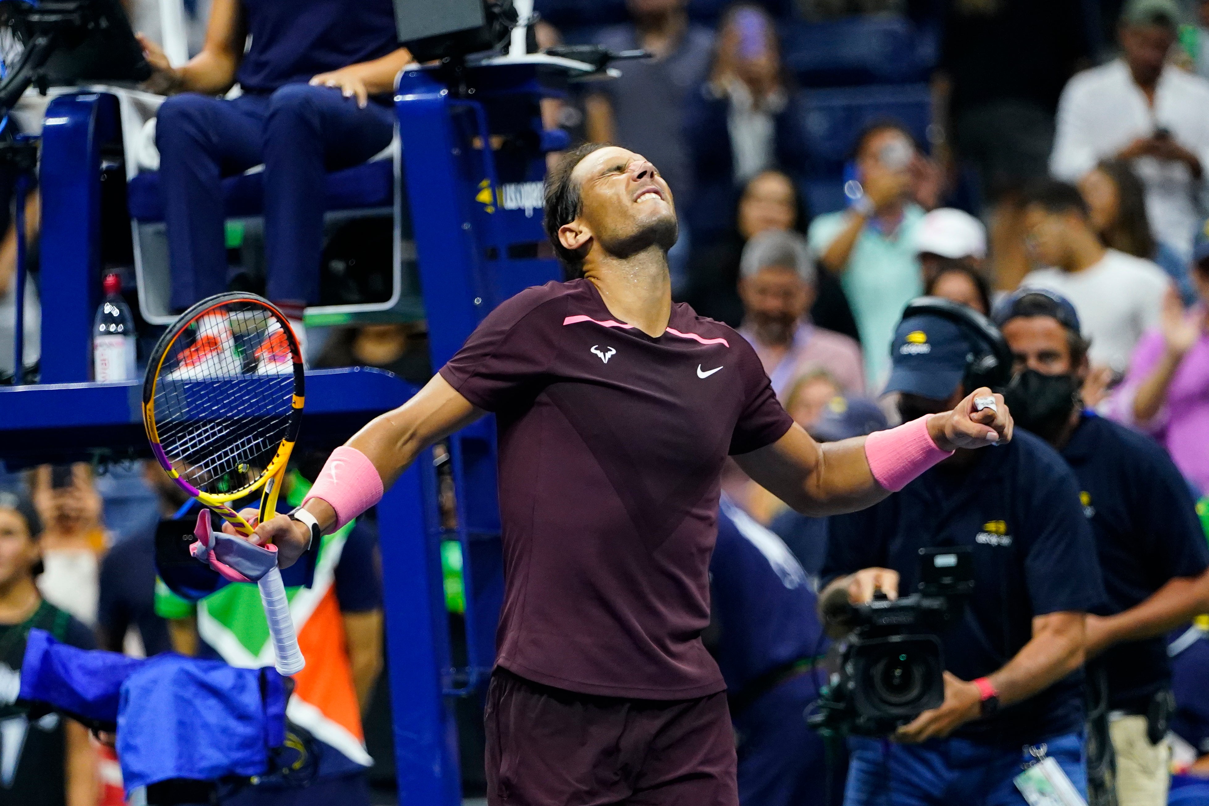 Rafael Nadal celebrates his victory over Fabio Fognini (Frank Franklin II/AP)