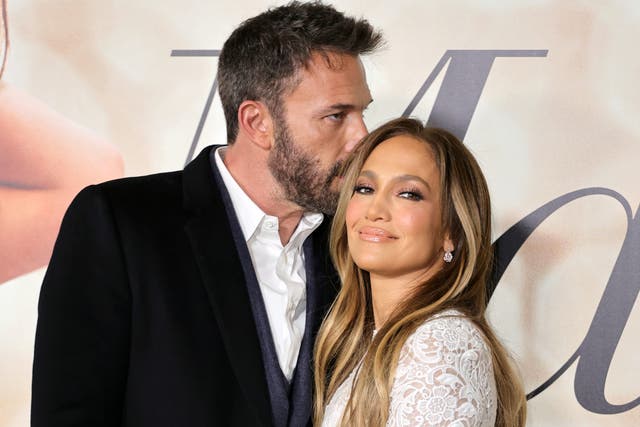 <p>Jennifer Lopez and Ben Affleck in February 2022</p>