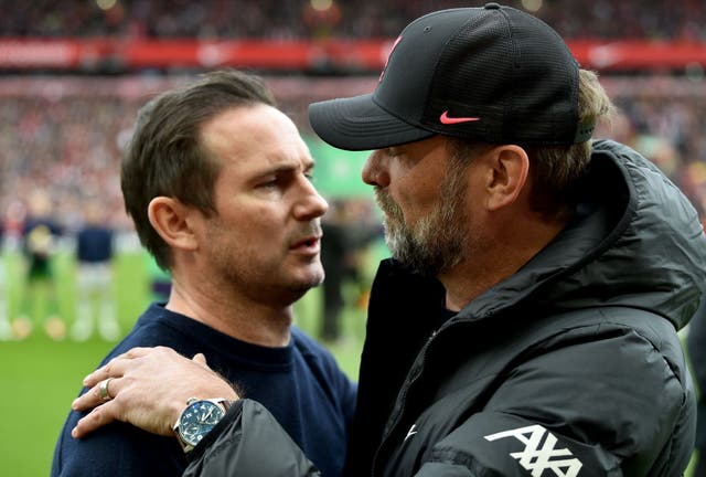 <p>Bragging rights: Frank Lampard and Jurgen Kopp will square off in the Merseyside derby</p>