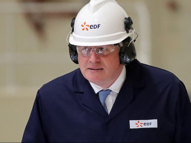 <p>Boris Johnson during a recent visit to EDF’s Sizewell B nuclear power station </p>