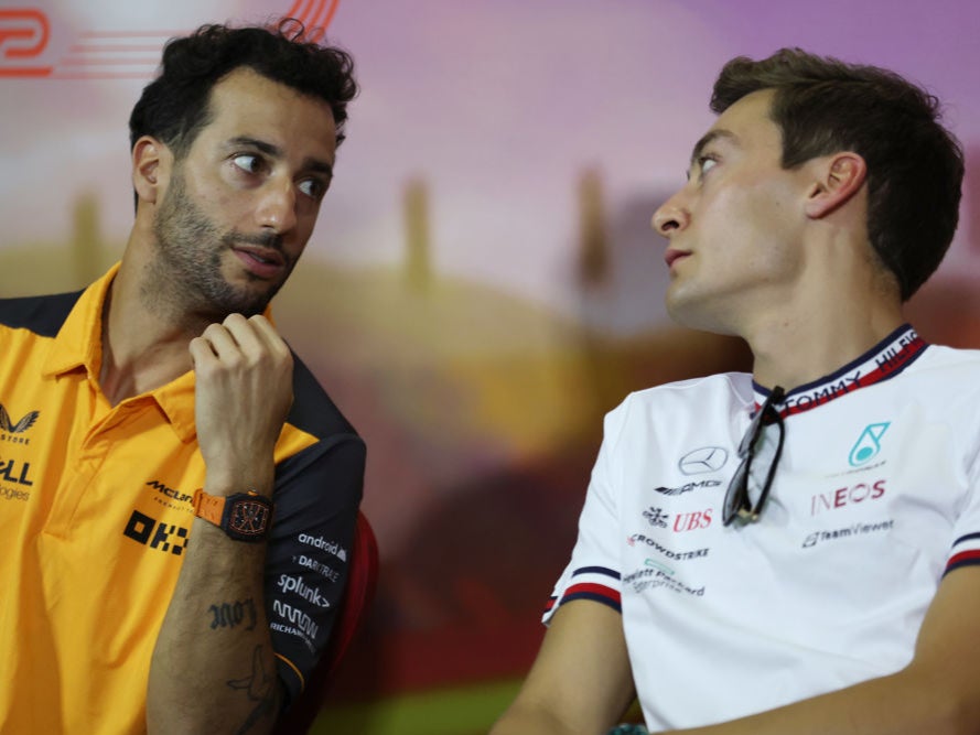 Russell was seen wearing Ricciardo’s merchandise ahead of the Dutch Grand Prix