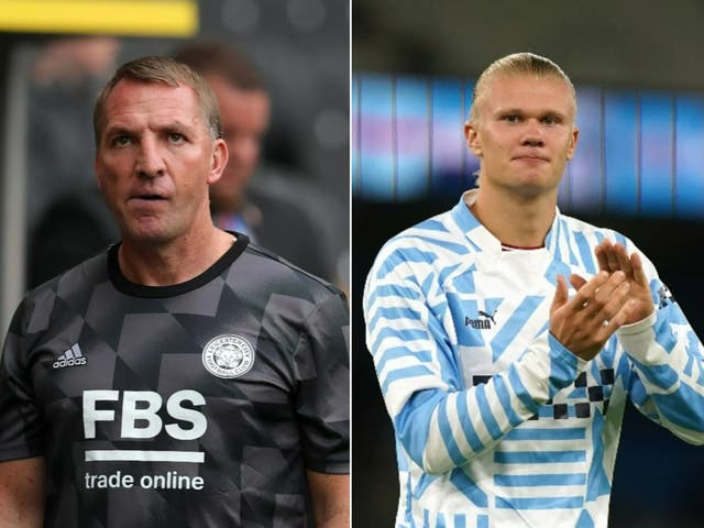 Brendan Rodgers (left) and Erling Haaland