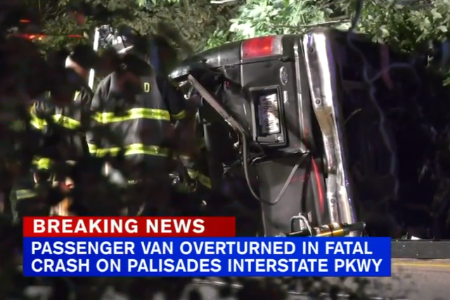 <p>An early morning crash on the Palisades Interstate Parkway in Englewood Cliffs, New Jersey left at least four people dead and eight injured when a passenger van flipped and landed in the center median</p>