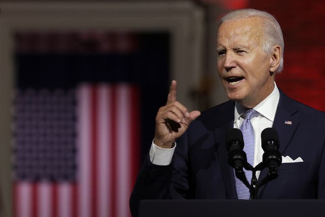 <p>Joe Biden gave his speech at the Independence National Historical Park in Philadelphia</p>