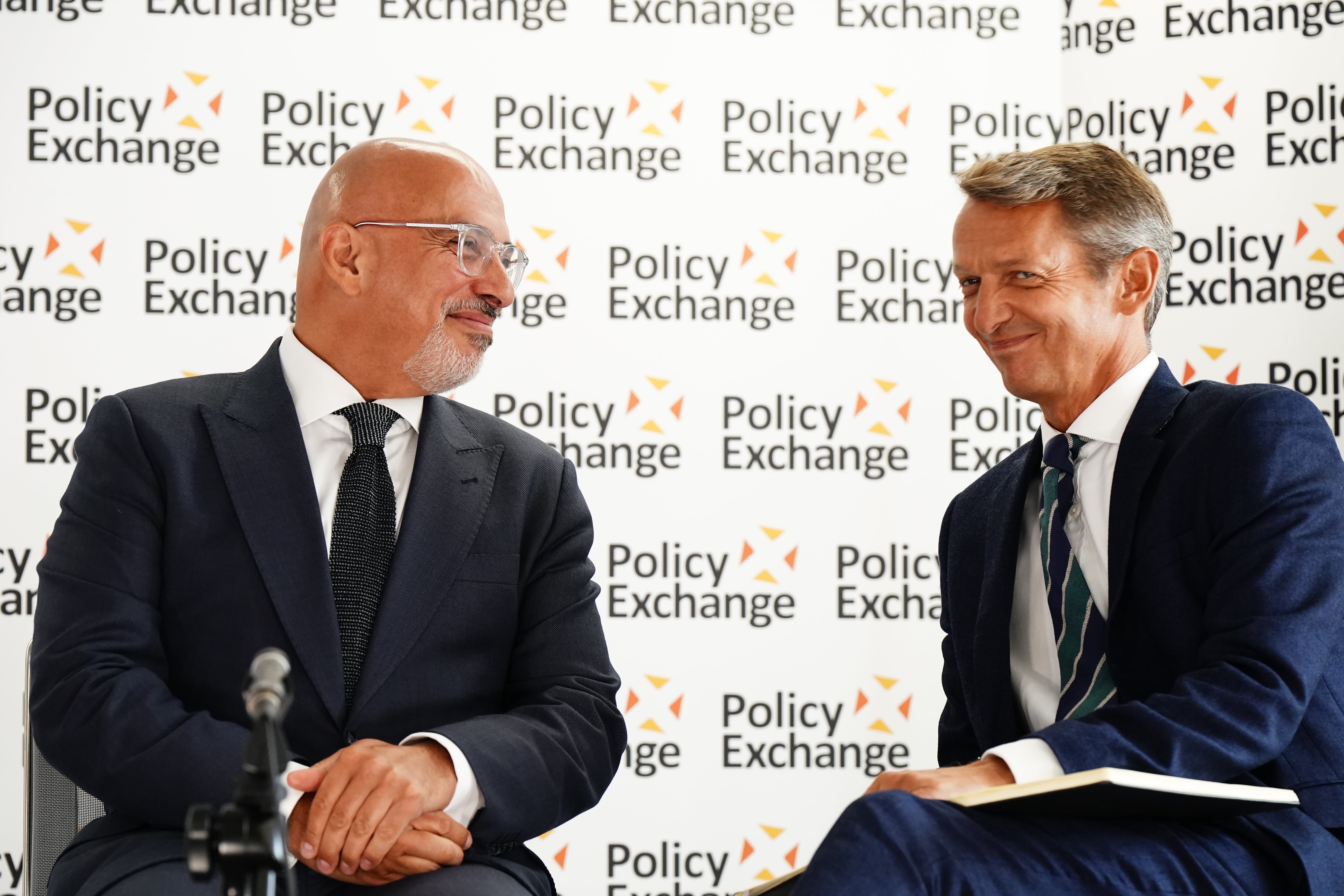 Chancellor Nadhim Zahawi with Andy Haldane, chief executive of the Royal Society of Arts, speaking during an event titled What Do We Want From The Next Prime Minister?, at the Policy Exchange (Aaron Chown/PA)