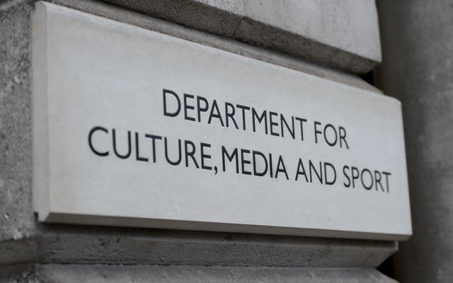 A view of signage for the Department for Culture, Media & Sport in Westminster, London.