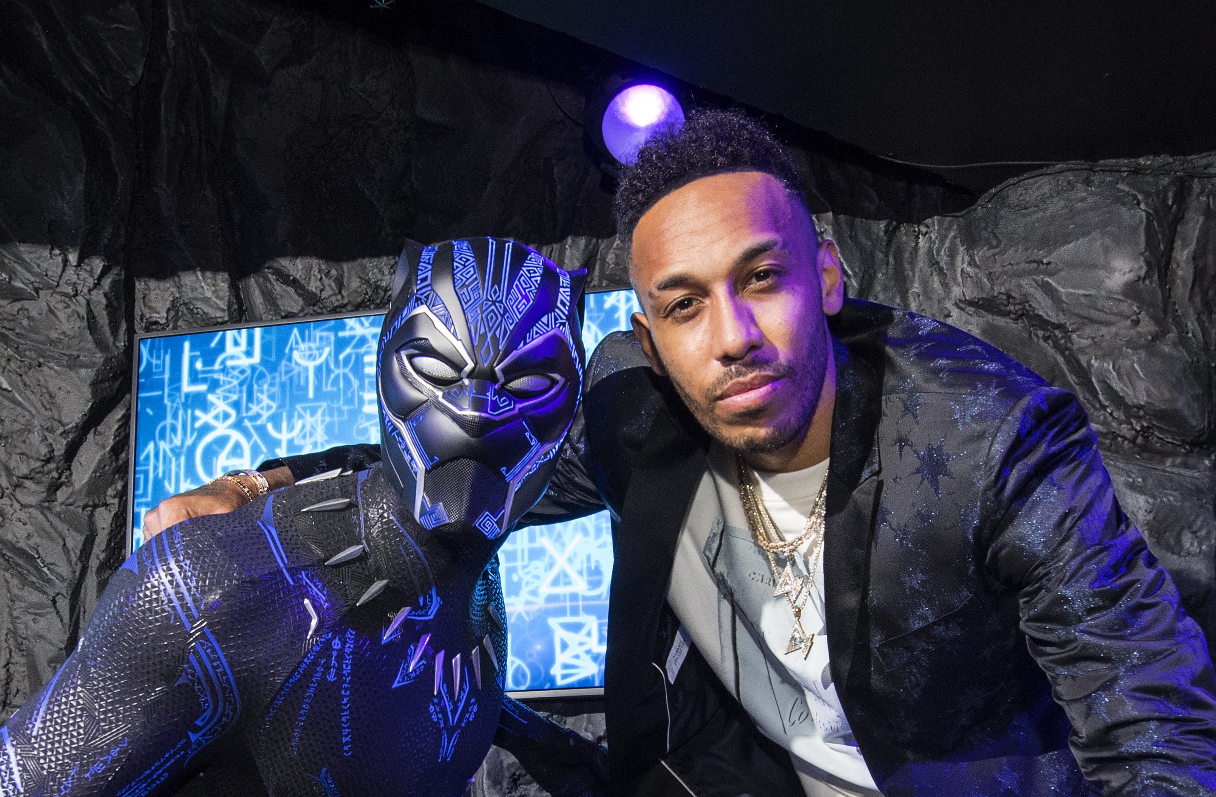 Pierre-Emerick Aubameyang unveils a Black Panther waxwork at Madame Tussauds last year (Ian West/PA)