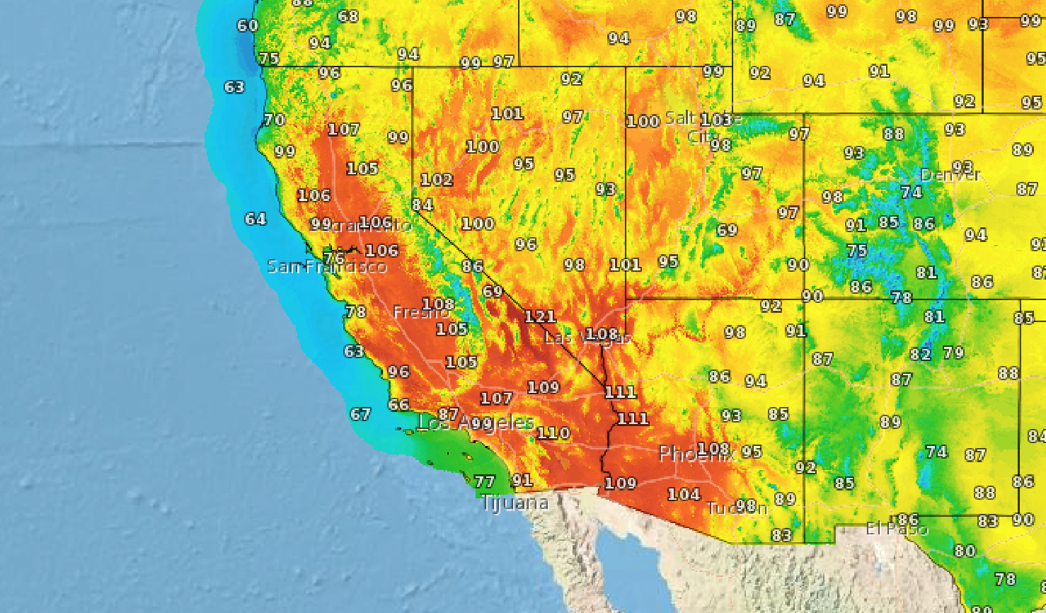 High temperatures forecast for Labor Day in California and other western states, as a major heatwave sweeps through