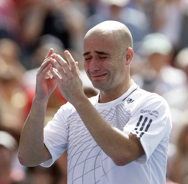 Andre Agassi was in tears following his retirement at the US Open in 2006 (PA Archive)