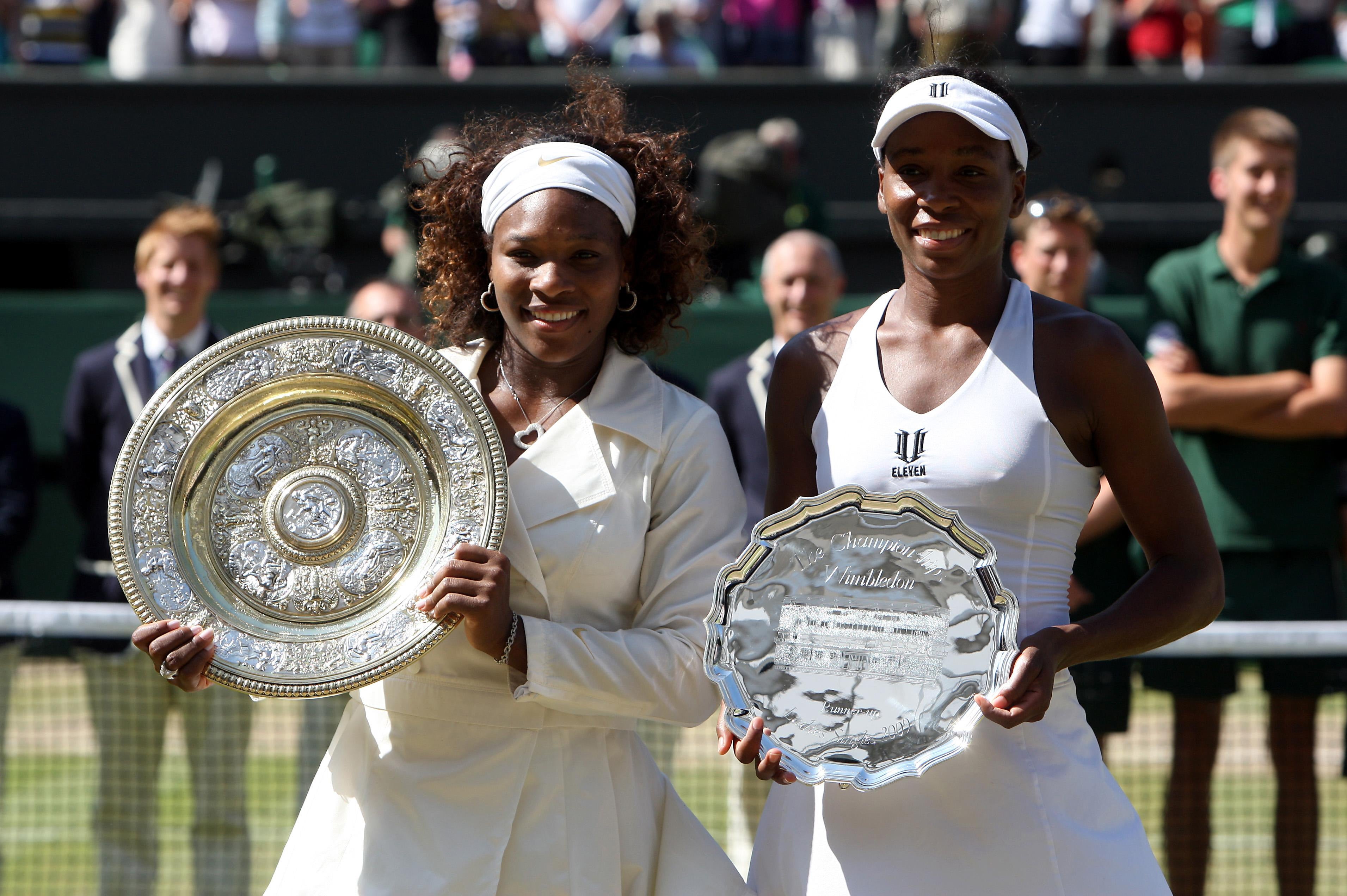 Serena Williams and Venus Williams after the 2009 Wimbledon women’s singles final (PA)