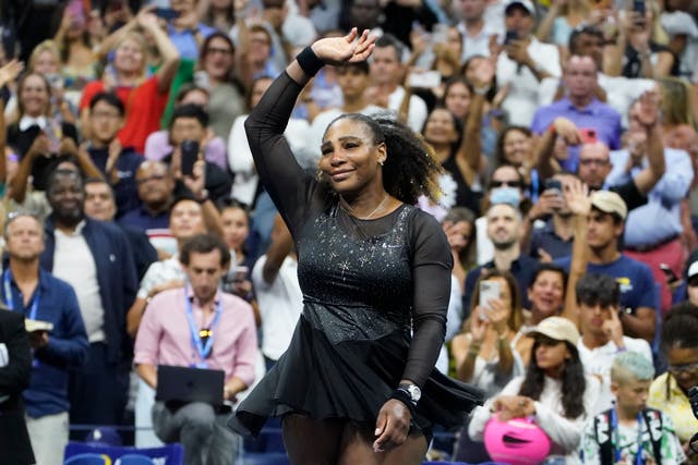 Serena Williams waved goodbye after her US Open defeat (John Minchillo/AP)