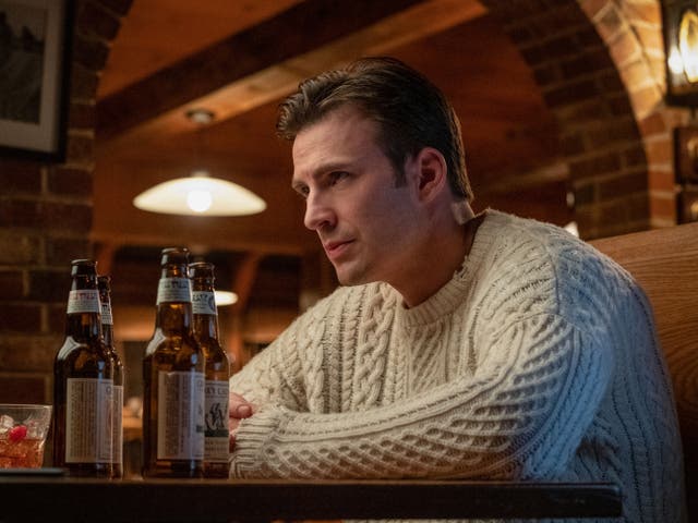 <p>Chris Evans wears a cozy jumper in Knives Out</p>