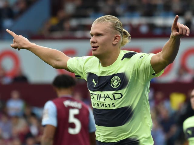 <p>Manchester City's Erling Haaland celebrates</p>