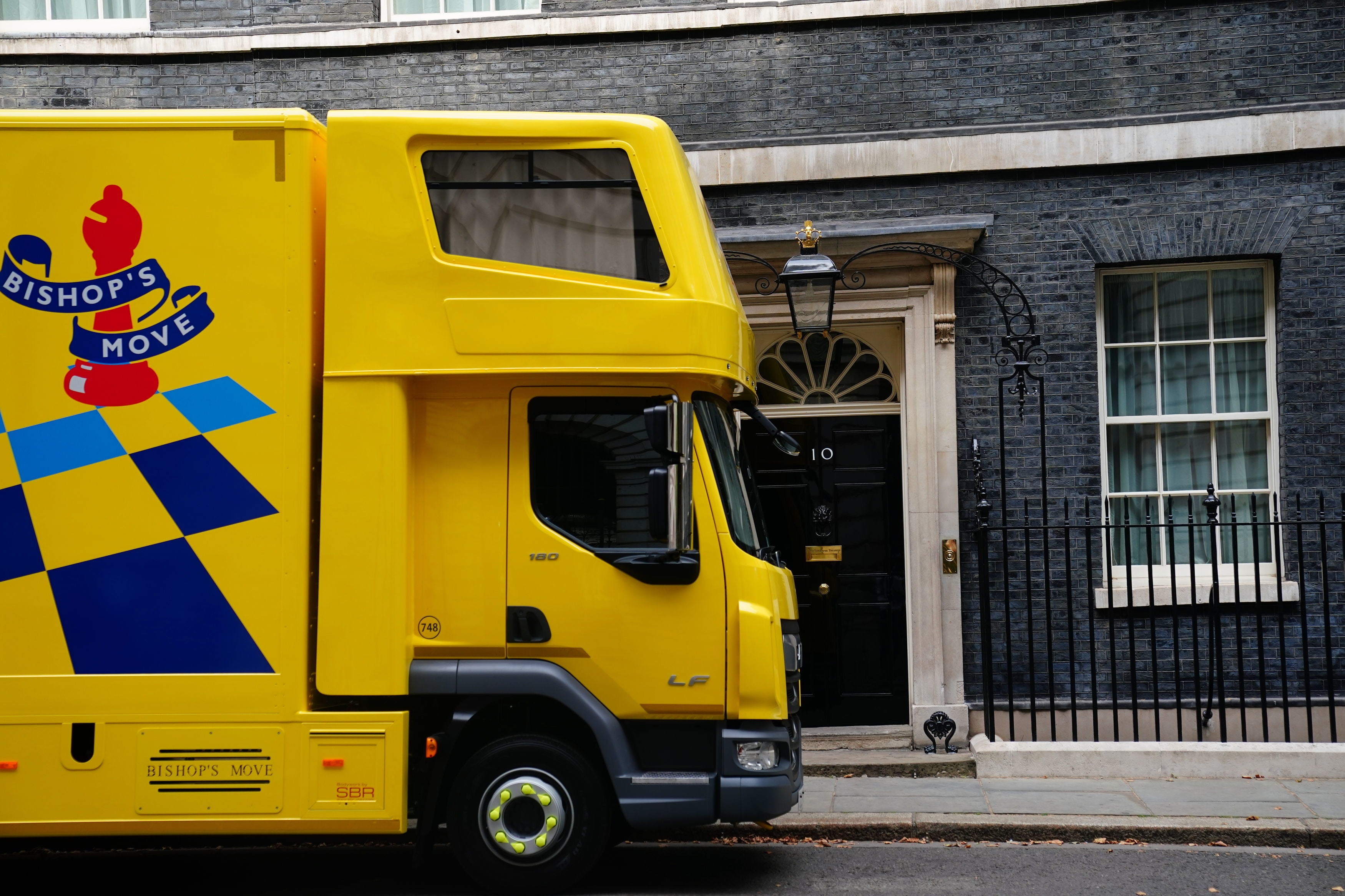 Packing up: the removal van stands ready outside No 10