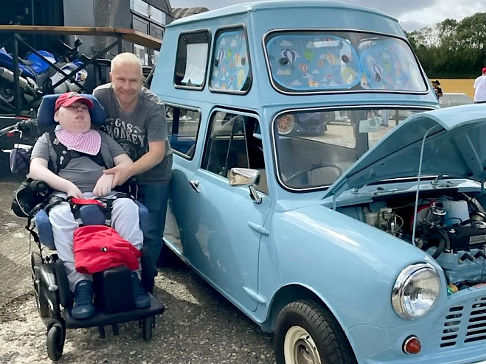 Robin Middleton and his son Charlie with the converted van