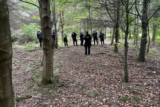 Police searching an area of woodland between Kirkwhelpington and Belsay (Dan Barker/PA)