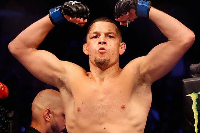 <p>UFC star Nate Diaz before his points loss to Leon Edwards in June 2021</p>