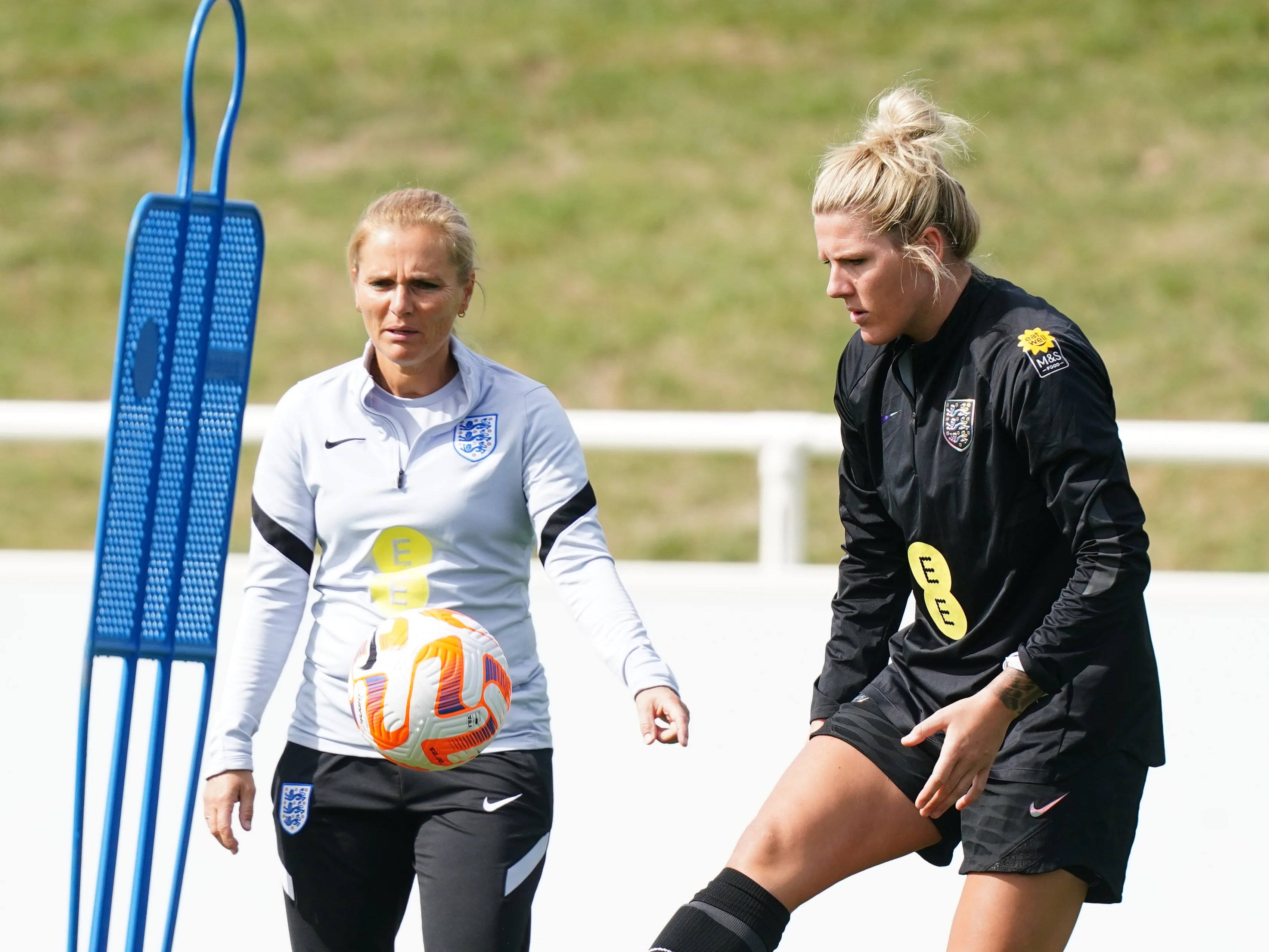 England boss Sarina Wiegman (left) is confident the match against Luxembourg will be a celebratory occasion