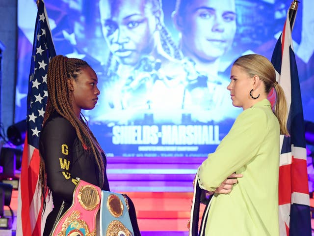 <p>Claressa Shields (left) and Savannah Marshall will clash for undisputed champion status</p>