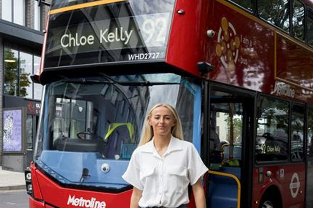 Chloe Kelly in front of the 92 bus (TfL/PA)