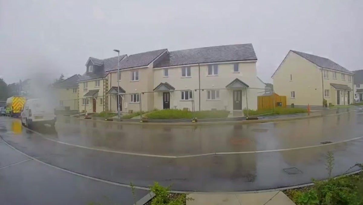Lightning bolt strikes roof of house in Cornwall