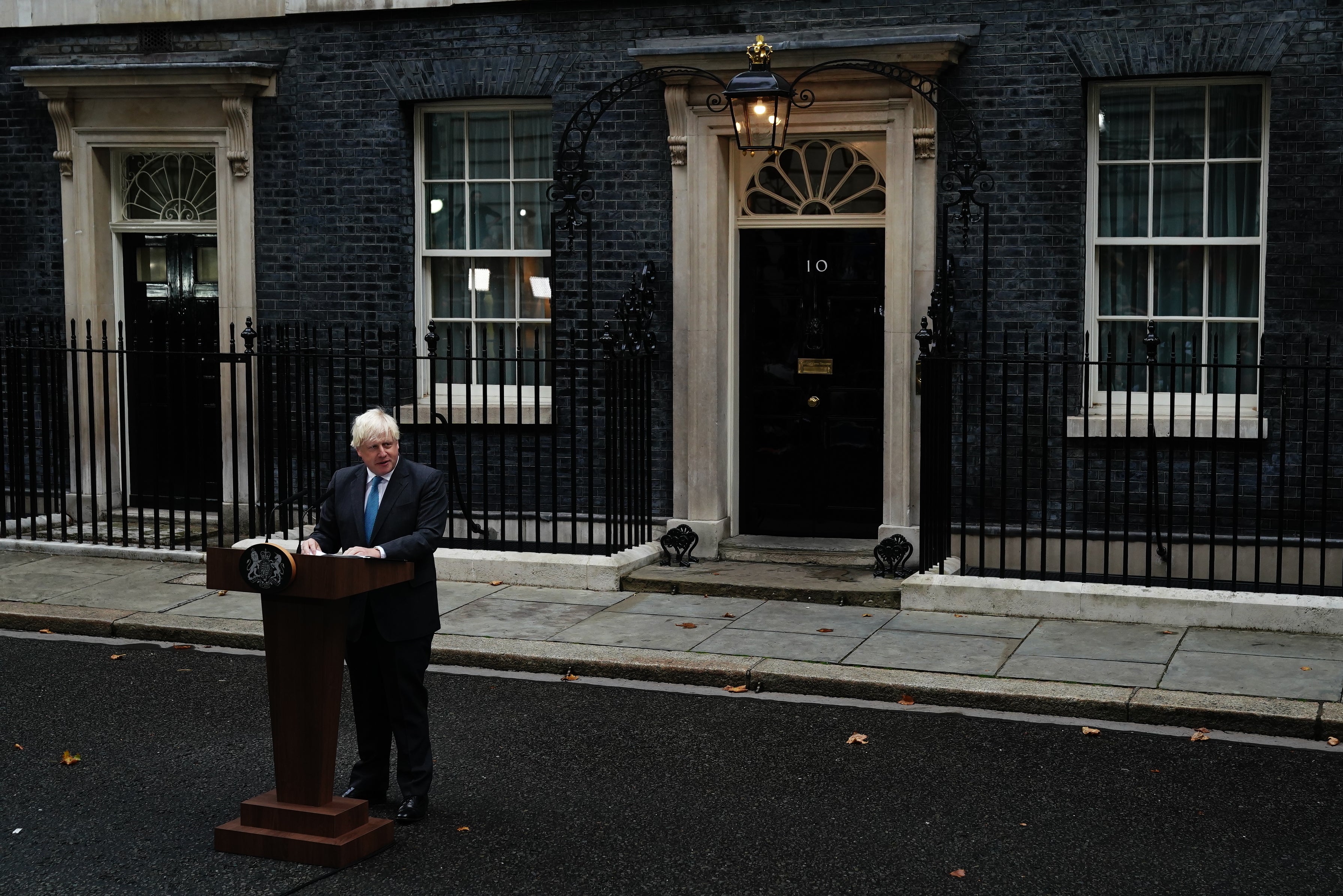 Outgoing Prime Minister Boris Johnson makes a speech outside 10 Downing Street, London, before leaving for Balmoral for an audience with Queen Elizabeth II to formally resign as Prime Minister. Picture date: Tuesday September 6, 2022.