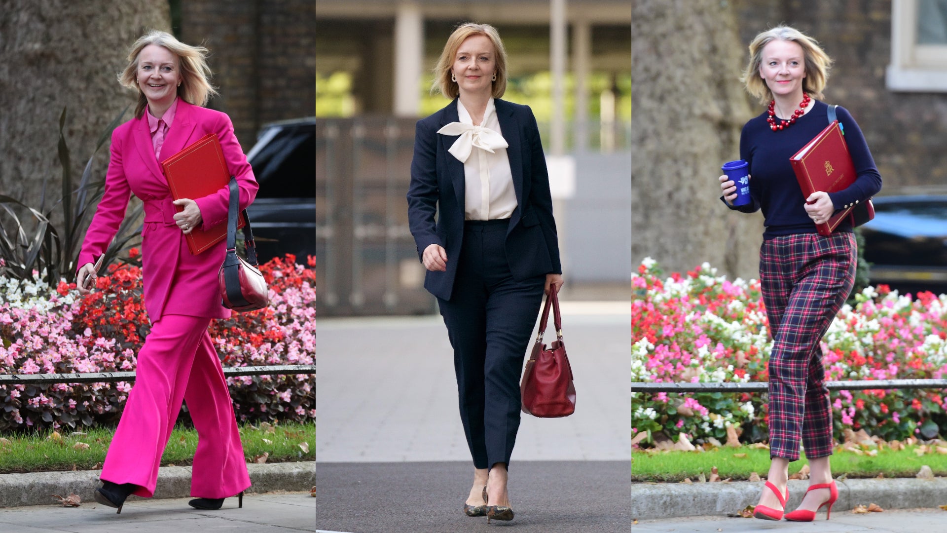 Liz Truss has worn a number of eye-catching outfits during her political career (Jonathan Brady/Victoria Jones/David Mirzoeff/PA)