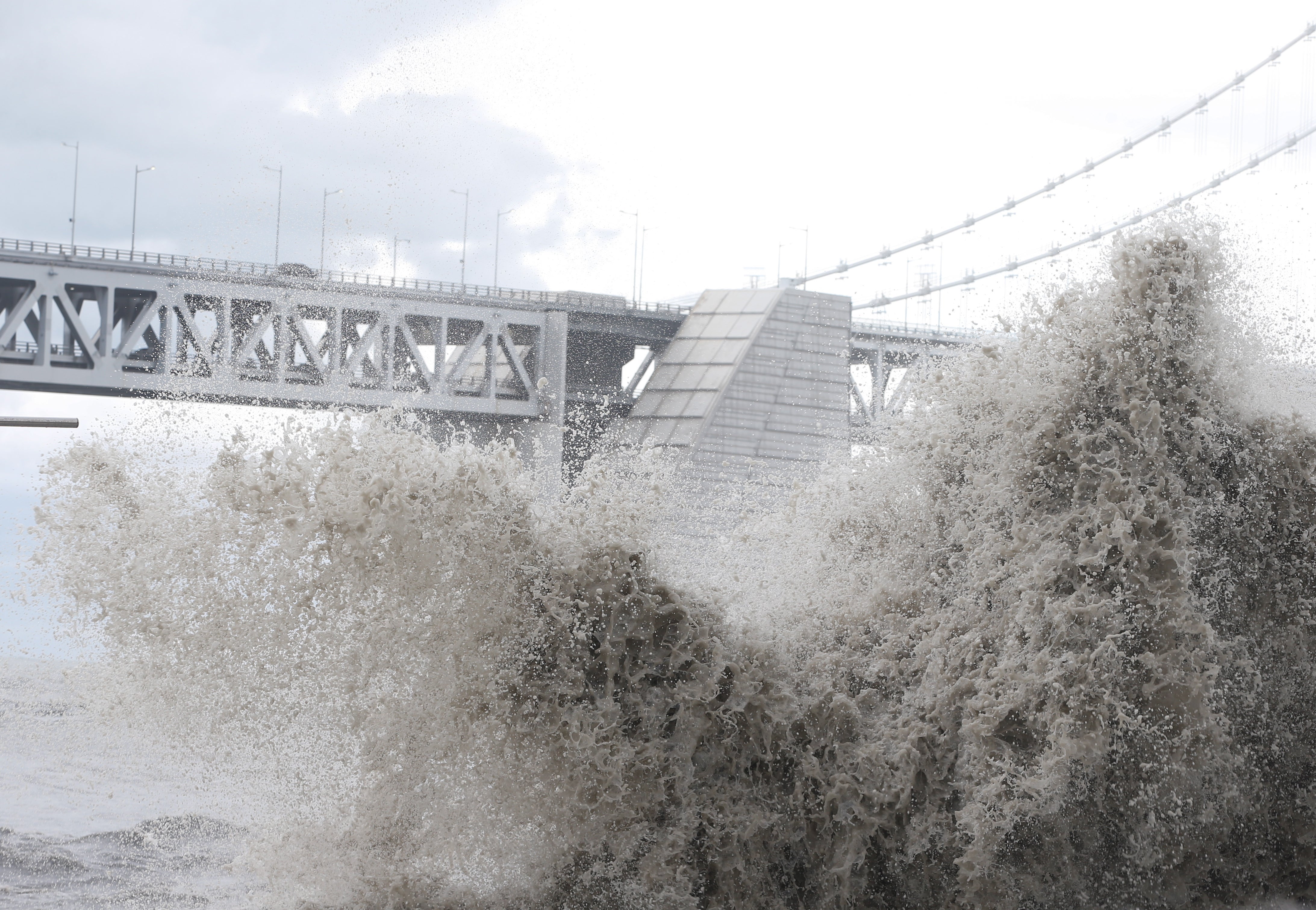 High waves pound the coast, caused by Typhoon Hinnamnor in Busan, South Korea