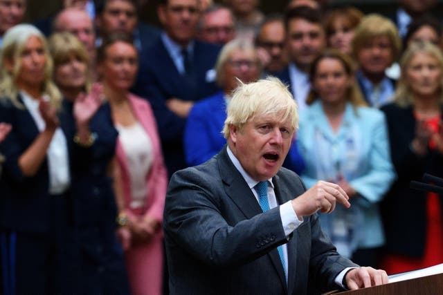 Outgoing Prime Minister Boris Johnson makes a speech outside 10 Downing Street (Victoria Jones/PA)