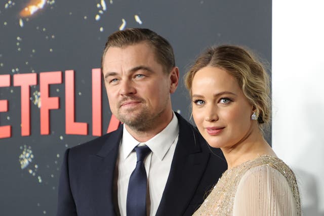 <p>Leonardo DiCaprio and Jennifer Lawrence</p>