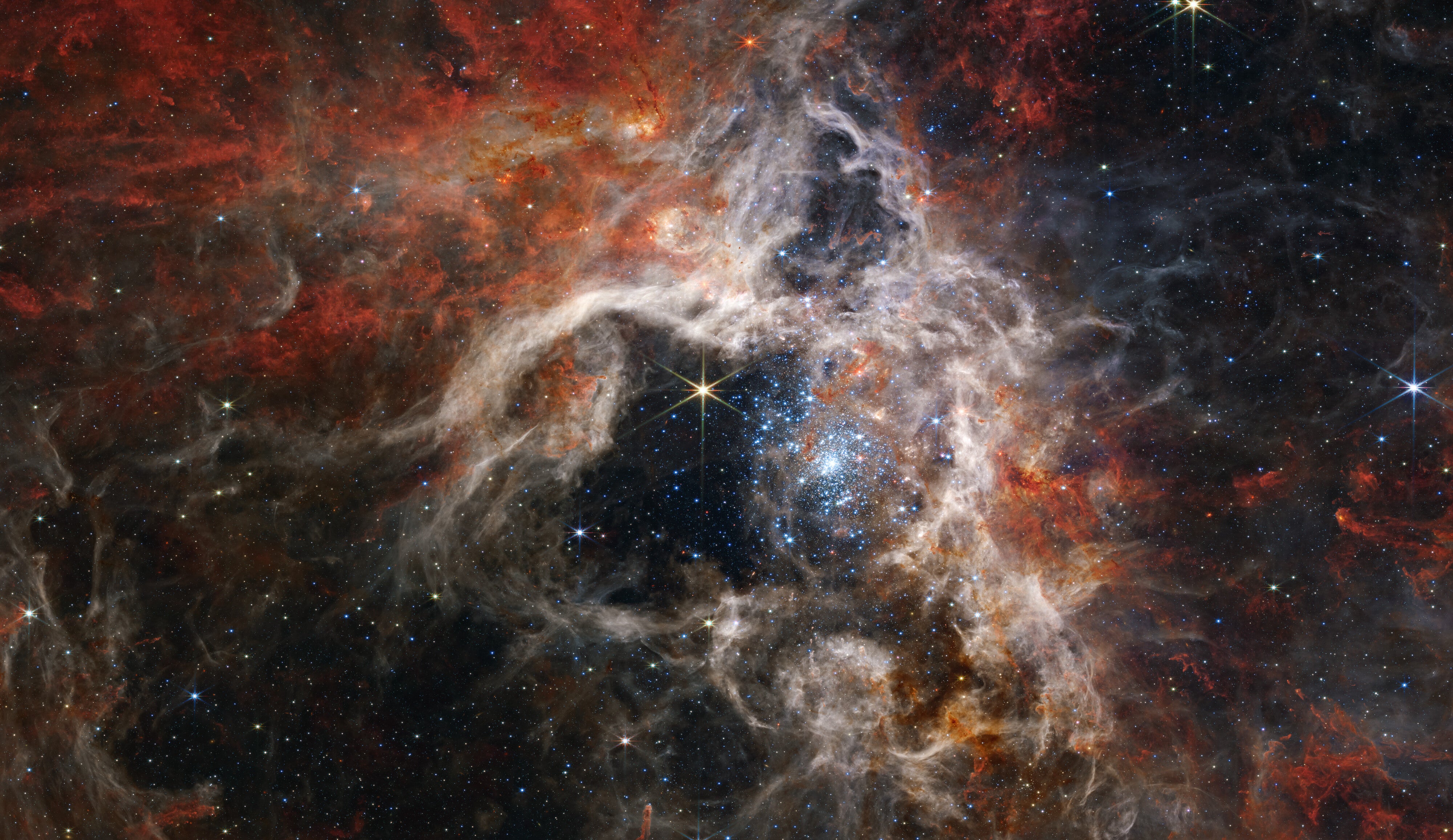 The Tarantula Nebula as seen by the James Webb Space Telescope’s Near-Infrared Camera (Nircam)