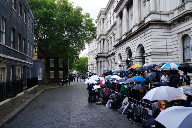 Media gather outside 10 Downing Street, London (Victoria Jones/PA)