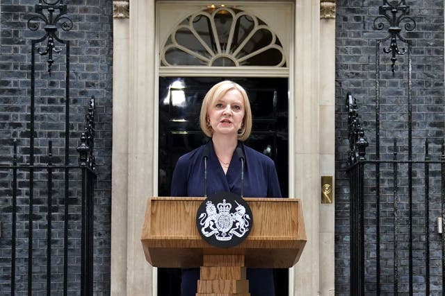 New Prime Minister Liz Truss makes a speech outside 10 Downing Street, London (Stefan Rousseau/PA)