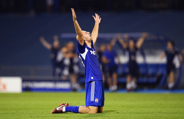 <p>Josip Misic of Dinamo Zagreb celebrates after their side's victory</p>