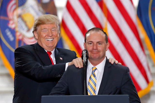 <p>Donald Trump  with Sen. Mike Lee</p>
