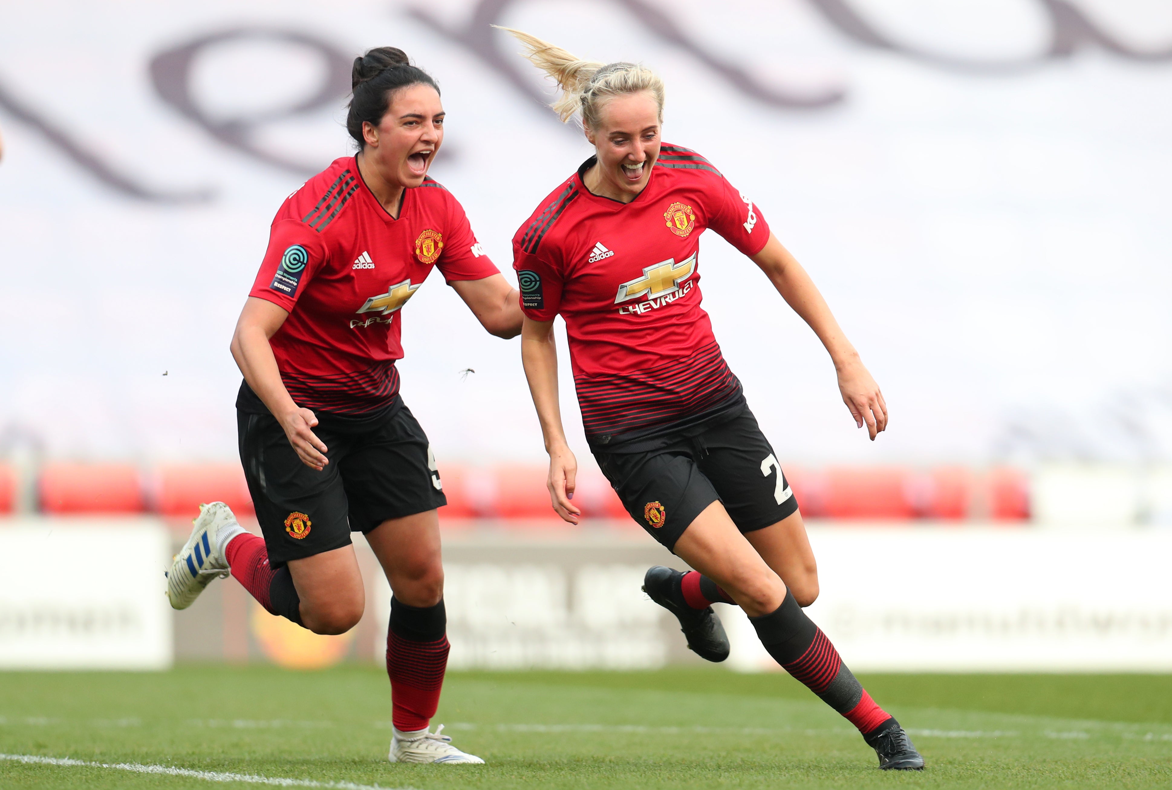 Manchester United’s Millie Turner, right, has returned to the squad after recovering from a rare artery condition (Bradley Collyer/PA)