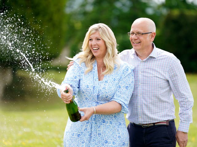 <p>Joe and Jess Thwaite, from Gloucestershire, won a record-breaking EuroMillions jackpot of £184m in May 2022 </p>