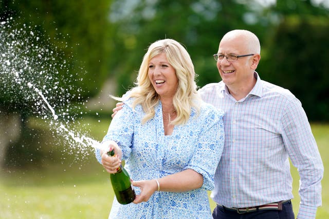 <p>Joe and Jess Thwaite, from Gloucestershire, won a record-breaking EuroMillions jackpot of £184m in May 2022 </p>
