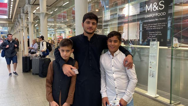 Obaidullah (far right) was reunited with his twin Irfanullah (far left) on Wednesday (PA)